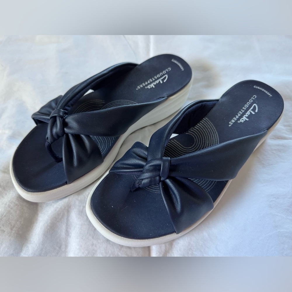 Clark’s Drift Avenue Leather Sandal in Blue SZ 6.5 Wide